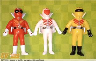 GORENGER POWER RANGERS 14 CM. 3 VINYL FIGURES POPY JAPAN 1970